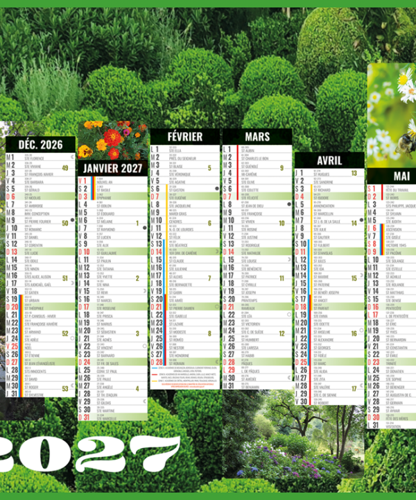 CALENDRIER BANCAIRE MOYEN "Jardins"