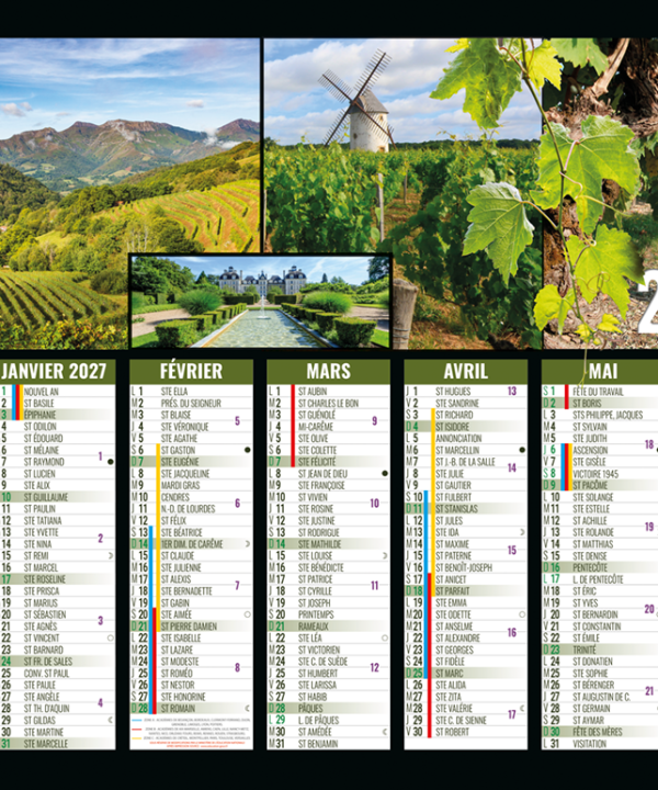 CALENDRIER BANCAIRE "Vignobles"