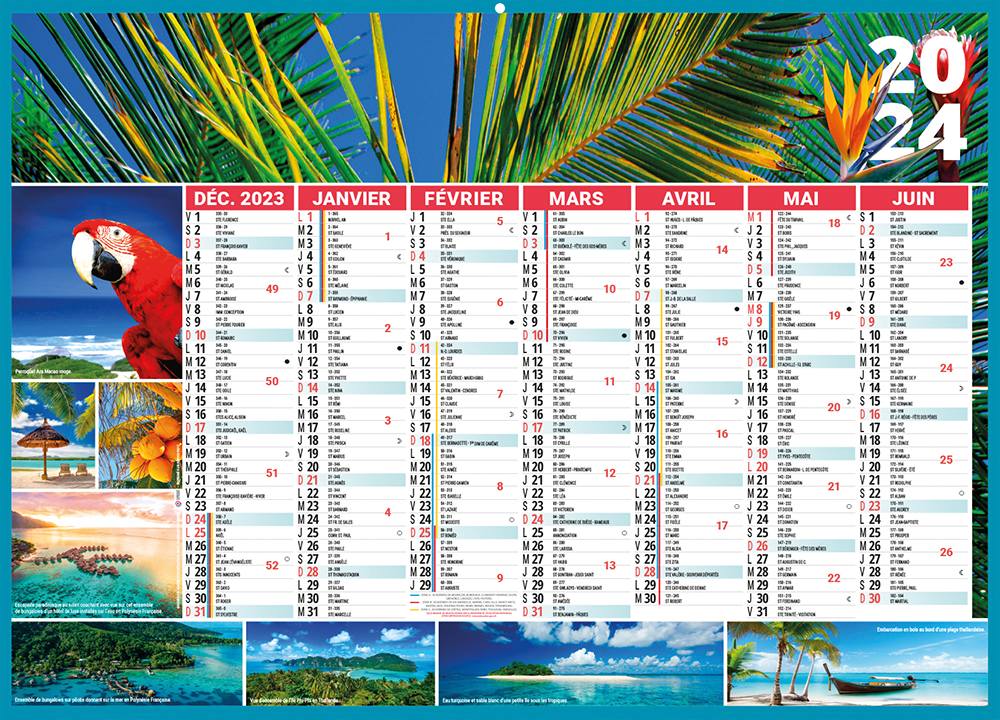 Calendrier bancaire Format : (43 x 34 cm), EXOTIC